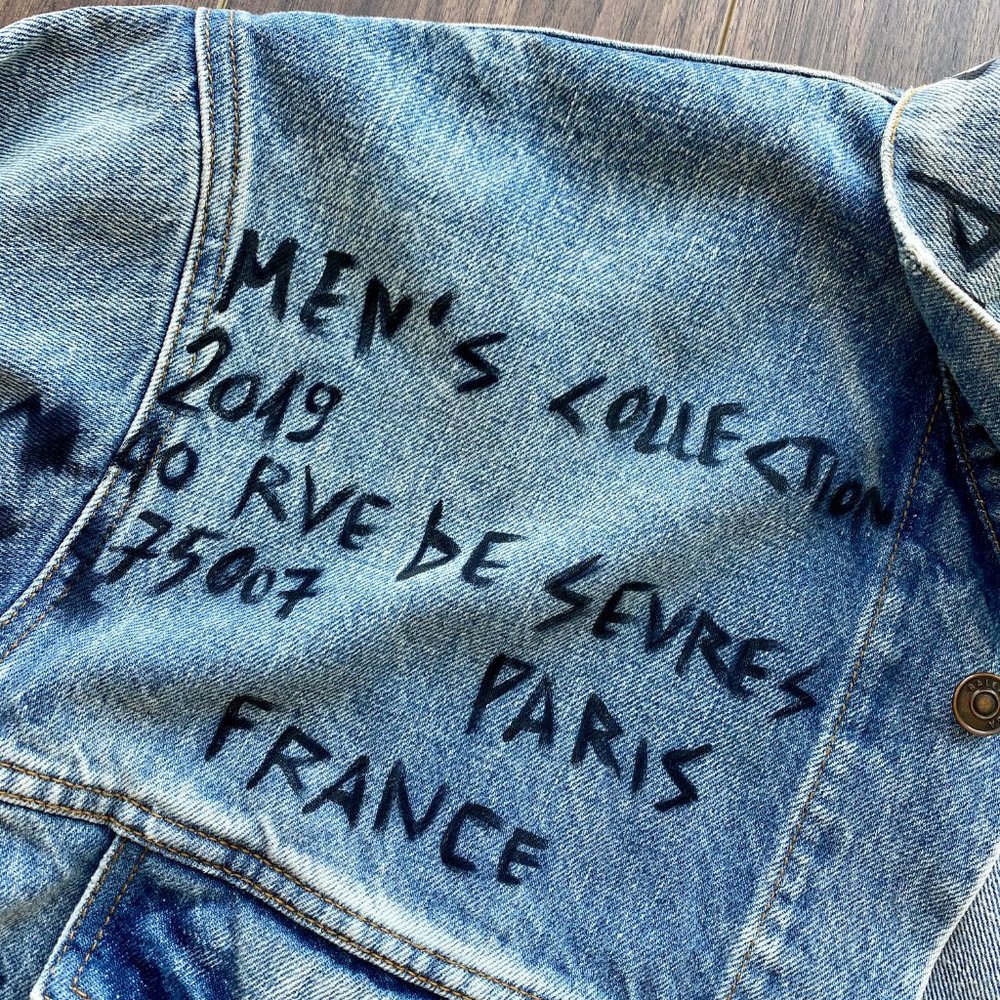 MENS Graffiti Big Fit Denim Jacket size L - Picture 6 of 7